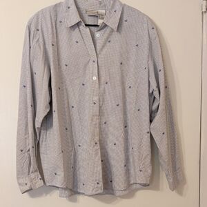 Women's Vintage Napa Valley Button-up Shirt, Blue/White, Size L